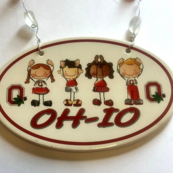 The Ohio State University OH-IO Kid Spellout Wall Art Hanging Plaque 7"x10" - Picture 2 of 7